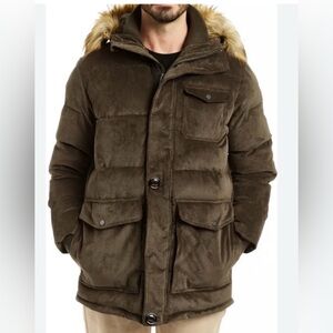 Rainforest gray corduroy winter coat/ parka Large $450 retail
